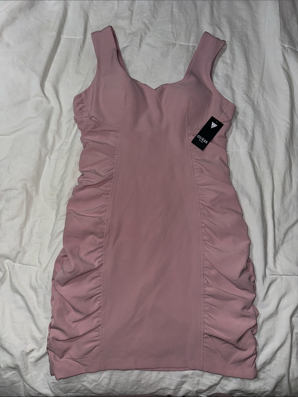 Guess Dusty Pink Ruched Mini Dress